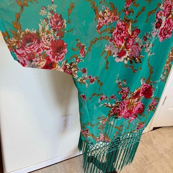 Beach Cover up Women Kimono Cardigan Vintage Floral Print - Picture 6 of 10